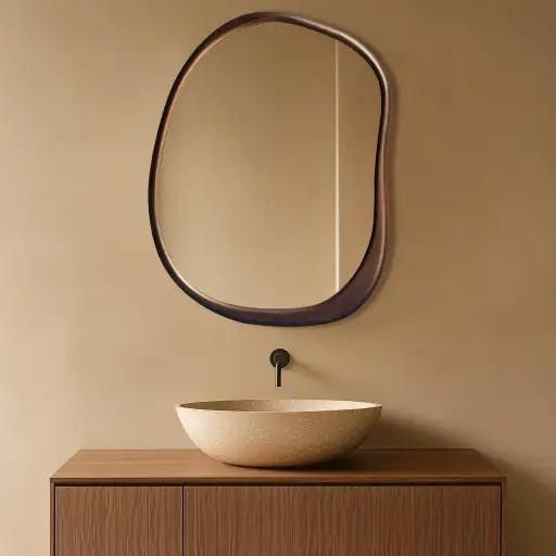 Miroir 70x90cm, cadre Noyer, Organic 