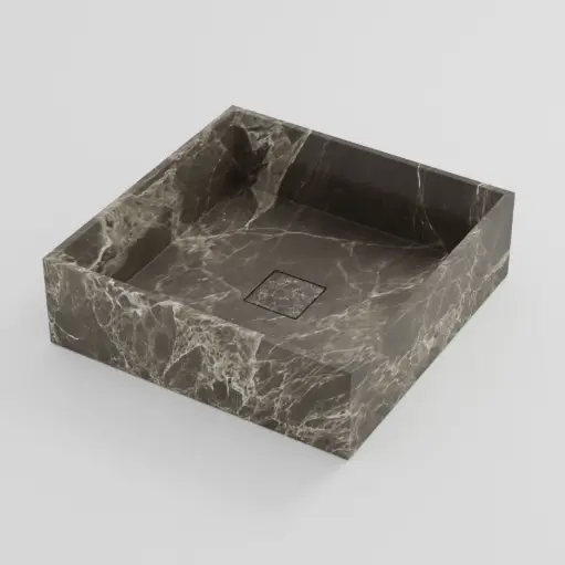 Vasque à poser carrée 40x40x12 marbre véritable, Turkey grey 