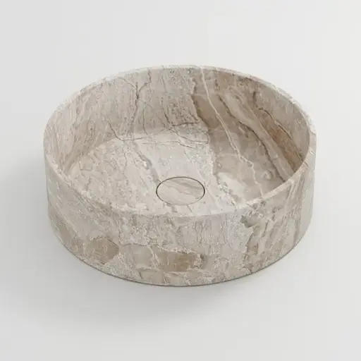 Vasque à poser ronde diamètre 40x12 marbre véritable, Cappuccino