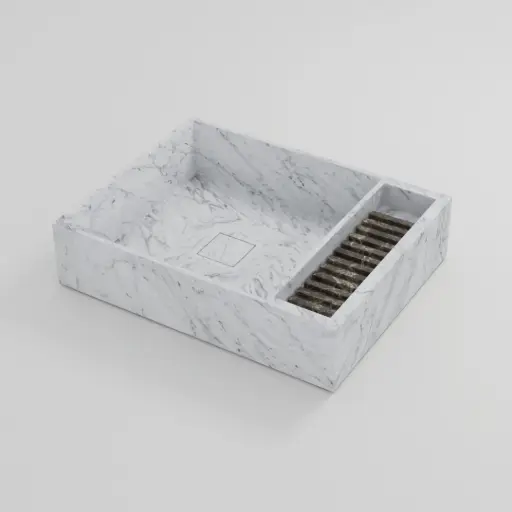 Vasque à poser rectangulaire 60x40x12 marbre véritable, Carrara white 