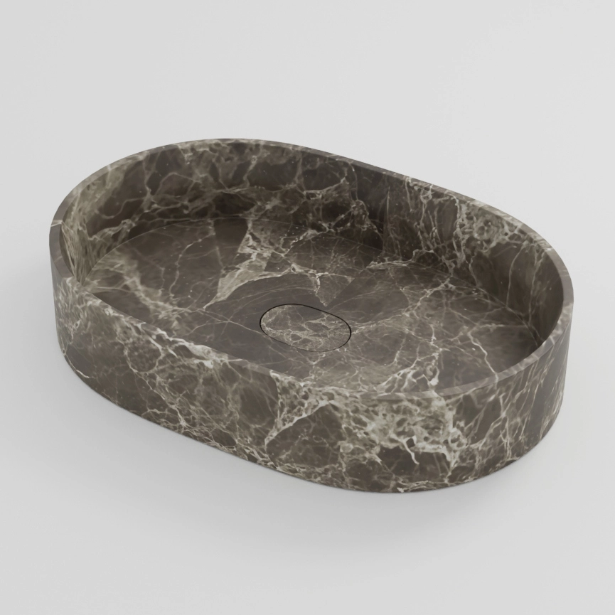 Vasque à poser oblongue 60x40x12 marbre véritable, Turkey grey