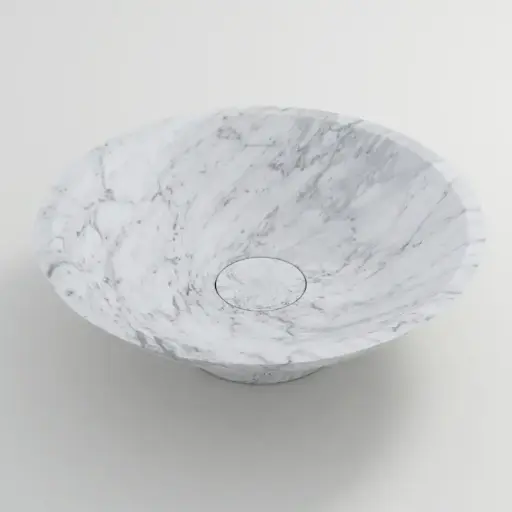 Vasque à poser conique diamètre 50cm x24 marbre véritable, Carrara white 