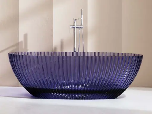 Baignoire îlot cannelée transparente, couleur Purple, 170x85x58, Prince 