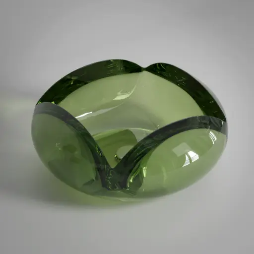 Vasque à poser 46x19cm Résine transparente vert, Pétale 
