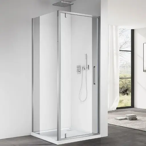 Cabine de douche pivotante, Sur mesure de 58 à 95,4 cm, retour de 70 à 100cm Chrome, Arena  