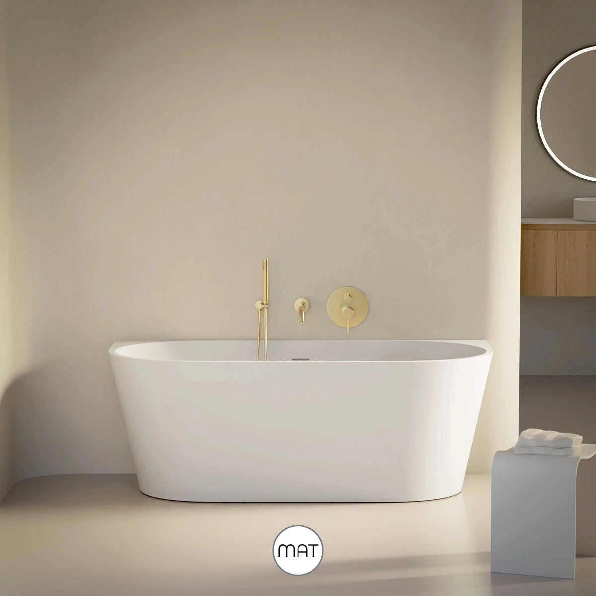 Baignoire murale sans plage, blanc mat Milos