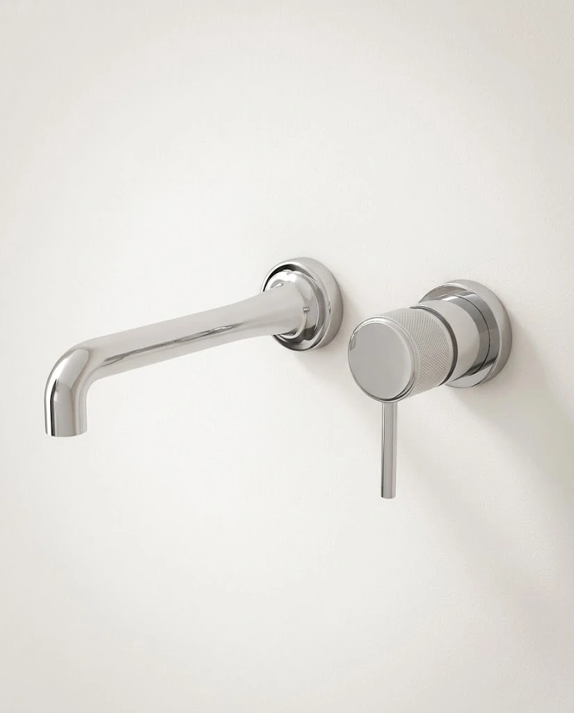 Robinet mitigeur lavabo mural encastré chromé, Bruma