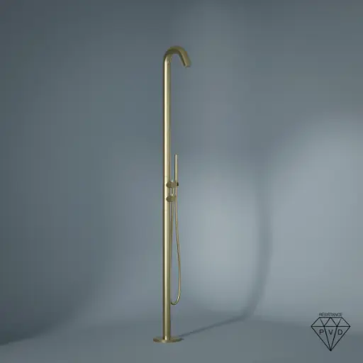 Colonne de douche au sol Intérieur / Extérieur Doré Brossé 316S, Châtelet 