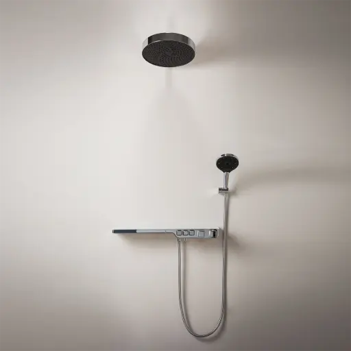 Composition mitigeur de douche thermostatique  encastrée, chromé, Bruma 