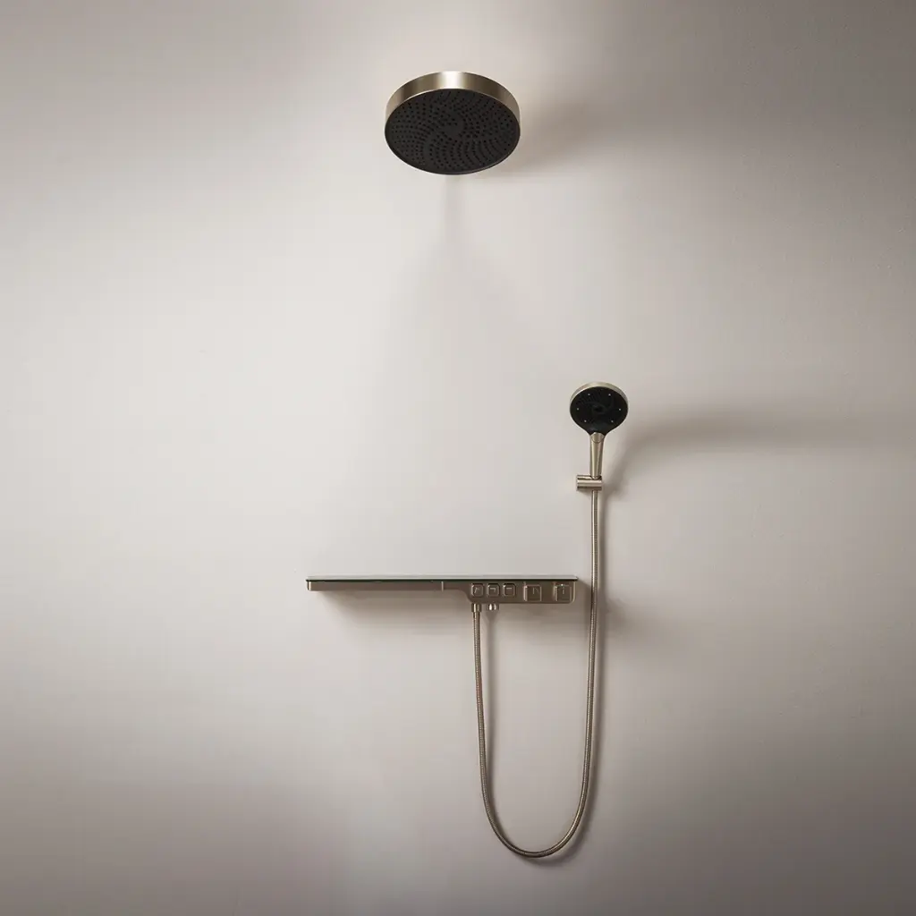 Composition mitigeur de douche thermostatique encastrée, Champagne, Bruma 