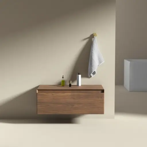 Meuble seul pour vasque ou de rangement indépendant 80x40x30, placage noyer véritable, Aurélien  