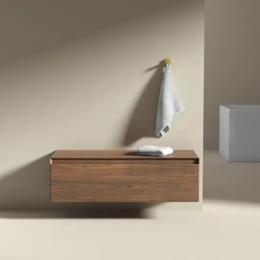 Meuble seul pour vasque ou de rangement indépendant, 100x40x30, placage noyer véritable, Aurélien  
