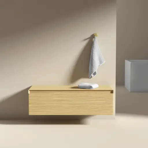 Meuble seul pour vasque ou de rangement indépendant, 100x40x30, placage chêne véritable, Aurélien 