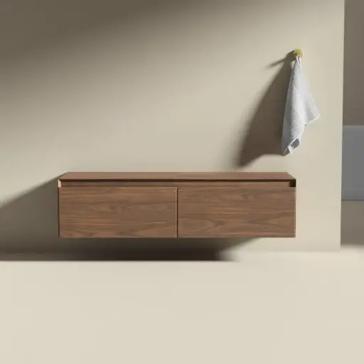 Meuble seul pour vasque ou de rangement indépendant, 120x40x30, placage noyer véritable, Aurélien 