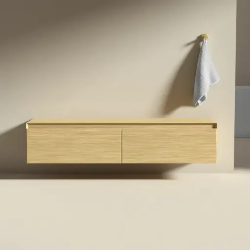 Meuble seul pour vasque ou de rangement indépendant, 140x40x30, placage chêne véritable, Aurélien  