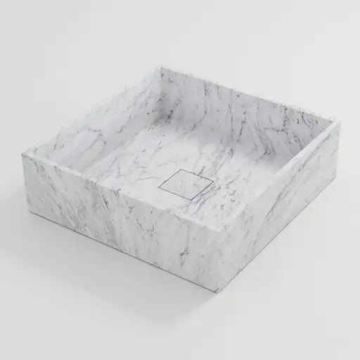 Vasque à poser carrée 40x40x12 marbre véritable, Carrara