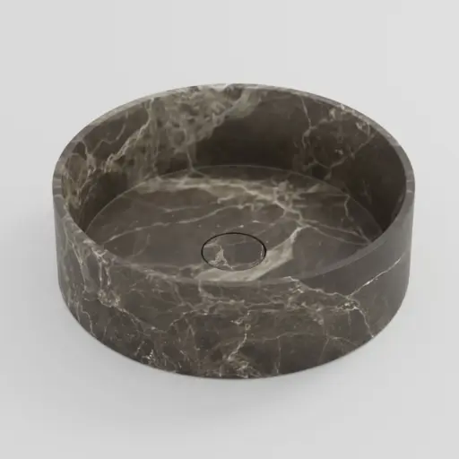 Vasque à poser ronde diamètre 40x12 marbre véritable Turkey Grey