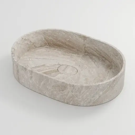Vasque à poser oblongue 60x40x12 marbre véritable Cappuccino