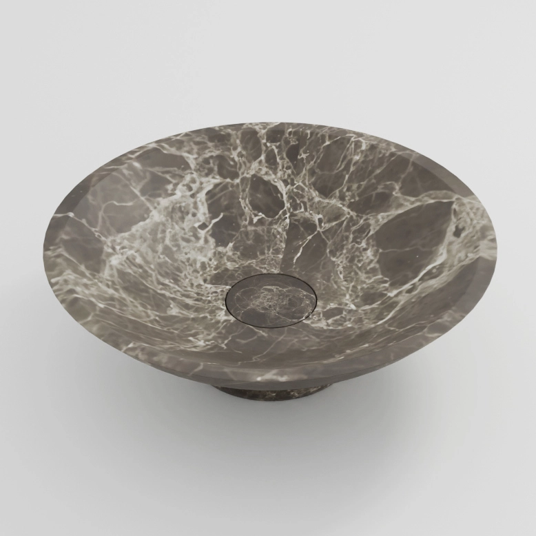 Vasque à poser conique diamètre 50cm x24 marbre véritable Turkey Grey