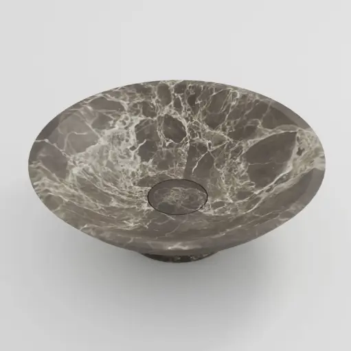 Vasque à poser conique diamètre 50cm x24 marbre véritable Turkey Grey
