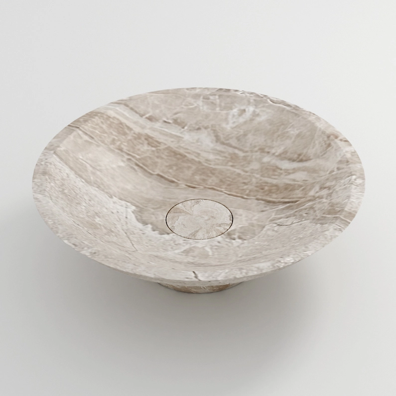 Vasque à poser conique diamètre 50cm x24 marbre véritable Cappuccino
