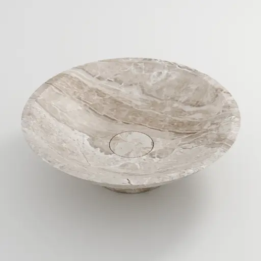 Vasque à poser conique diamètre 50cm x24 marbre véritable Cappuccino
