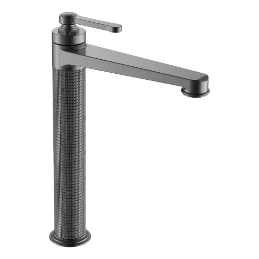 Mitigeur lavabo surélevé cannelé, Gun métal, César 