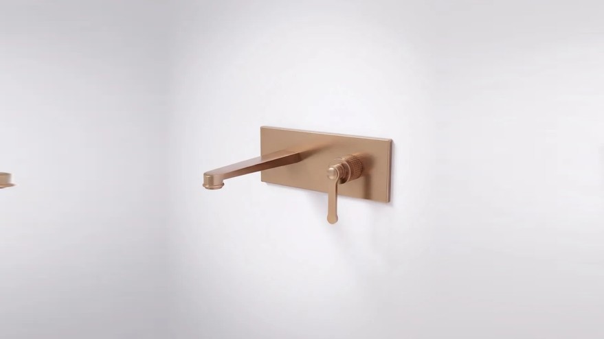 Mitigeur lavabo encastré, Doré Rose brossé, César 