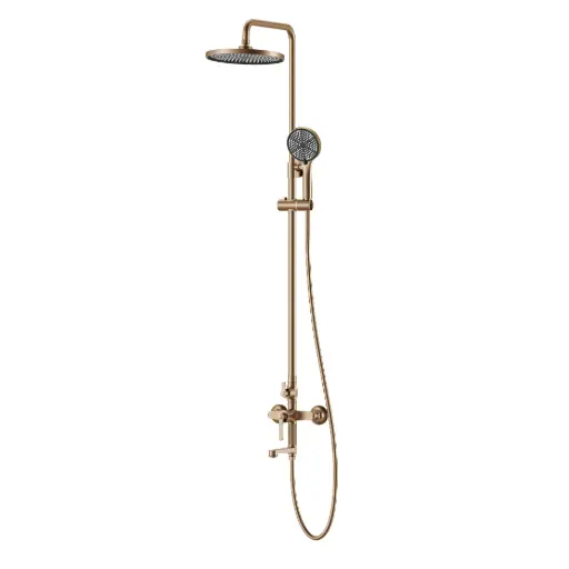 Colonne de douche et bain douche cannelée, Doré Rose Brossé, César   