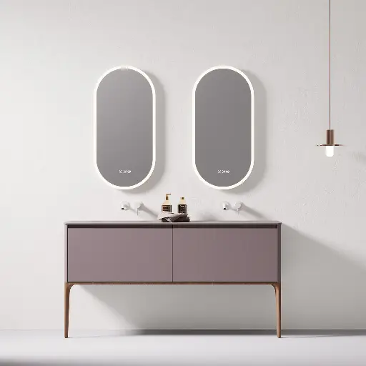 Meuble à poser 2 tiroirs, Parme, vasque intégrée résine minérale Parme, 150cm, pieds noyer, Letto