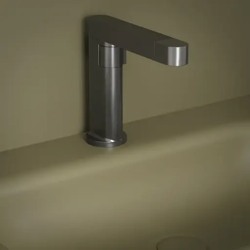 Mitigeur lavabo avec bec rotatif et extractible,Gun Metal, Waterled