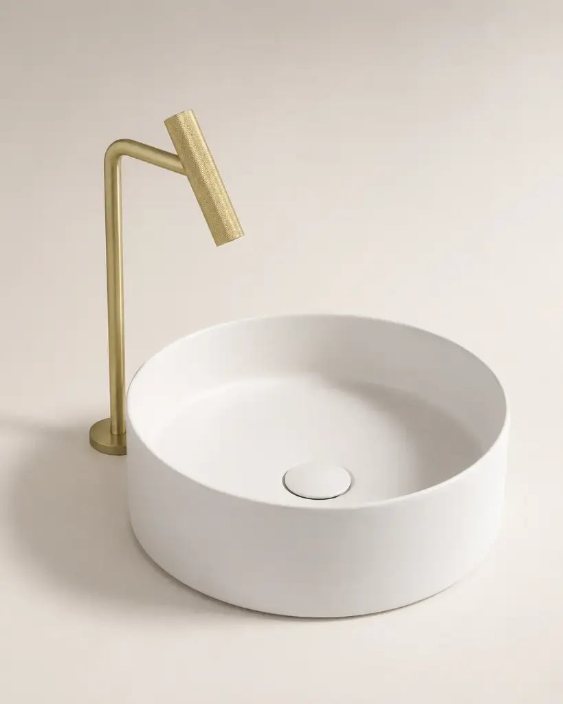 Mitigeur lavabo 2 trous, hauteur surélevée, Doré brossé, Honfleur