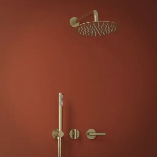 Set de douche encastré complet, Doré brossé, Honfleur