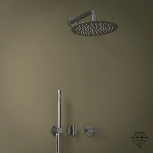 Set de douche encastré complet, Gun metal, Honfleur