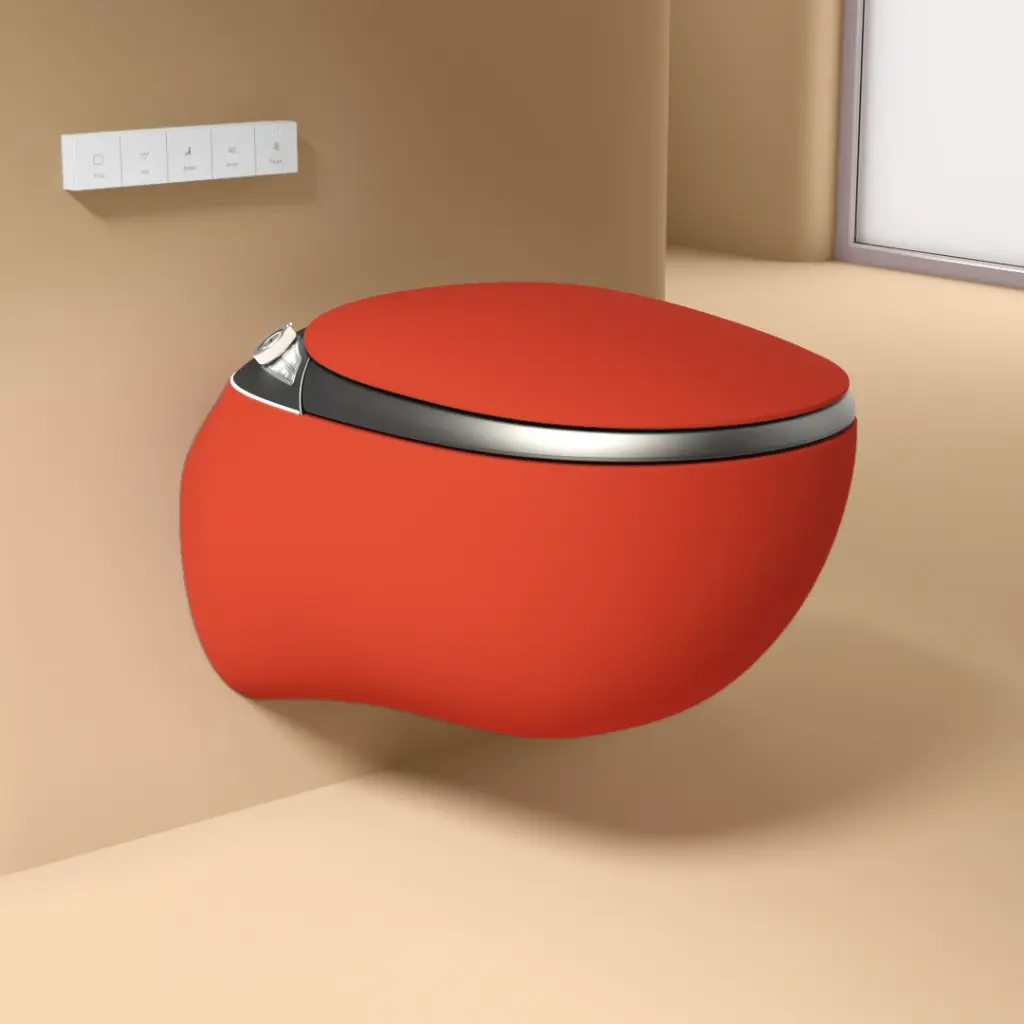 WC suspendu japonais rouge, avec bâti support, Safari