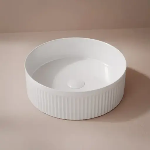 Vasque Vasque à poser cannelée, 37.5 cm, Blanc brillant Corinto Fino Cilin 