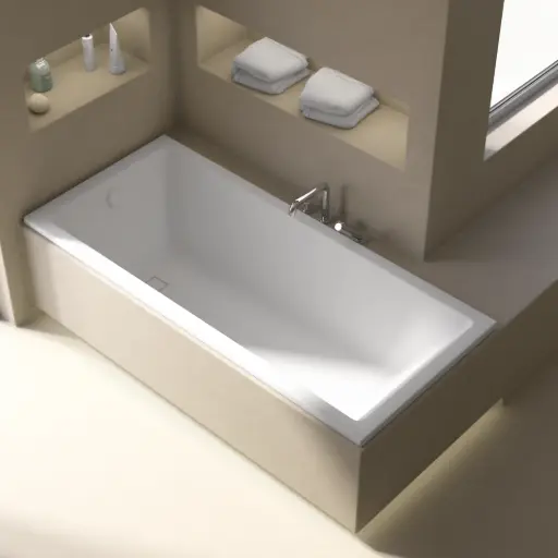 Baignoire rectangulaire, 180x80, pieds et vidage inclus, acrylique blanc Mat, Lavezzi 