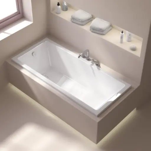 Baignoire rectangulaire, 170x75, pieds et vidage inclus, acrylique blanc Brillant, Lavezzi  
