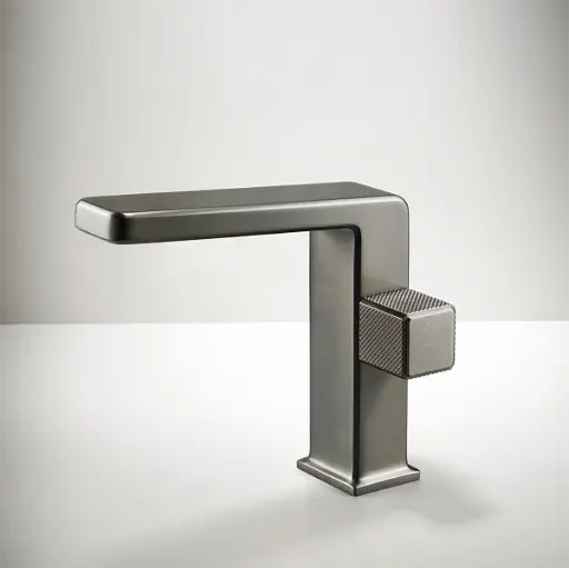 Mitigeur de lavabo manette cannelé, Gun métal, Star 