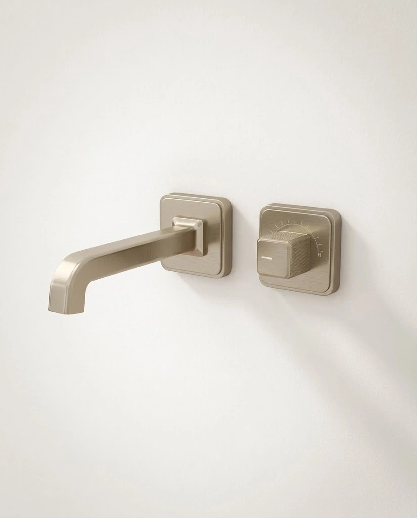Mitigeur de lavabo encastré, manette cannelée, Champagne, Star  