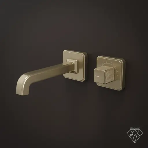 Mitigeur de lavabo encastré, manette cannelée, Champagne, Star  