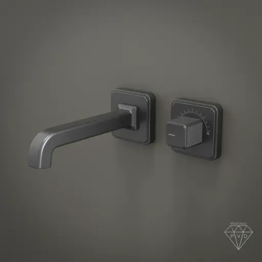 Mitigeur de lavabo encastré, manette cannelée, Gun métal, Star   
