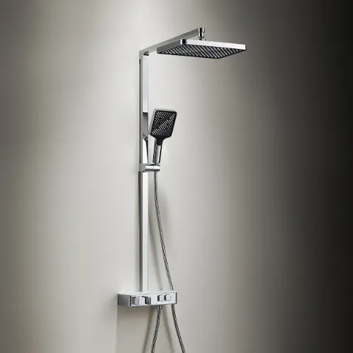 Colonne de douche thermostatique, manette cannelée, Chromé, Star 
