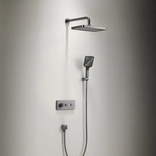 Composition de douche thermostatique encastrée Gun métal, Star   