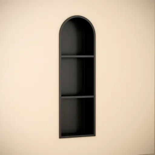 Niche murale arrondie à encastrer inox, 90x30x15 cm, noir mat Châtelet