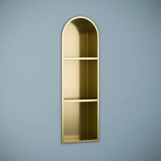 Niche murale arrondie à encastrer inox, 90x30x15 cm, doré brossé, Châtelet