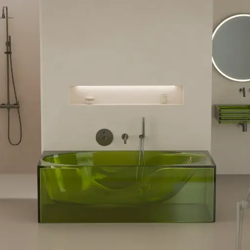 Baignoire îlot transparente verte,170x80x55cm, Zante