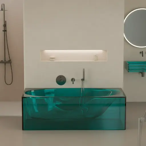Baignoire îlot transparente bleue,170x80x55cm, Zante