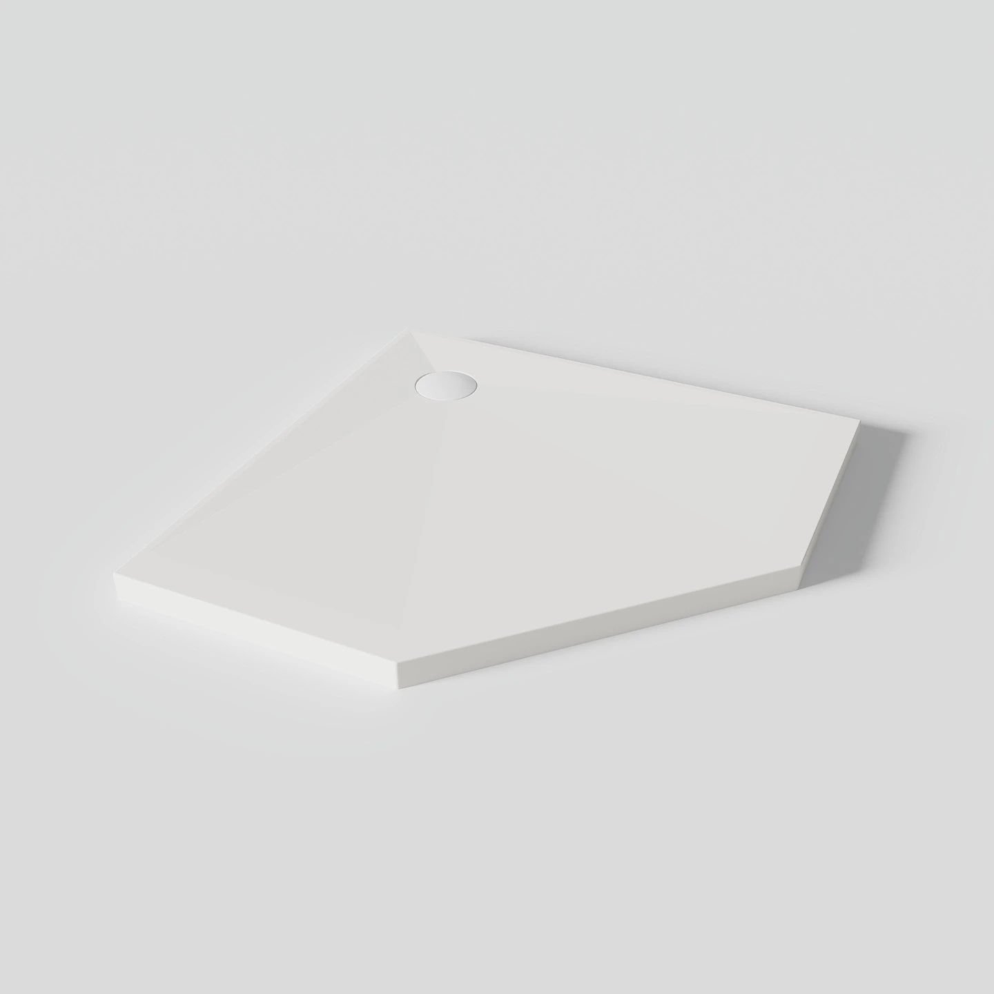 Receveur de douche Pentagonal 80 x 80, Solide Surface Blanc mat, Golfe