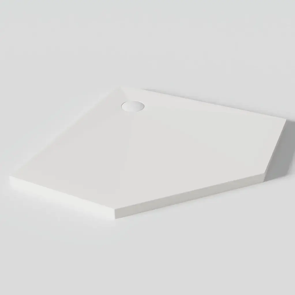 Receveur de douche Pentagonal 90 x 90, Solide Surface Blanc mat, Golfe 